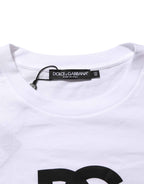 Dolce & Gabbana White Logo Print Cotton Crew Neck Men T-shirt