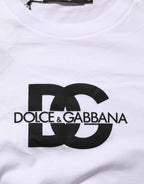 Dolce & Gabbana White Logo Print Cotton Crew Neck Men T-shirt