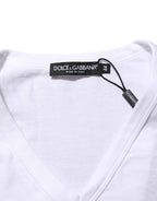 Dolce & Gabbana White Cotton V-Neck Short Sleeves T-shirt