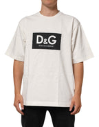 Dolce & Gabbana White Logo Print Cotton Crew Neck Men T-shirt