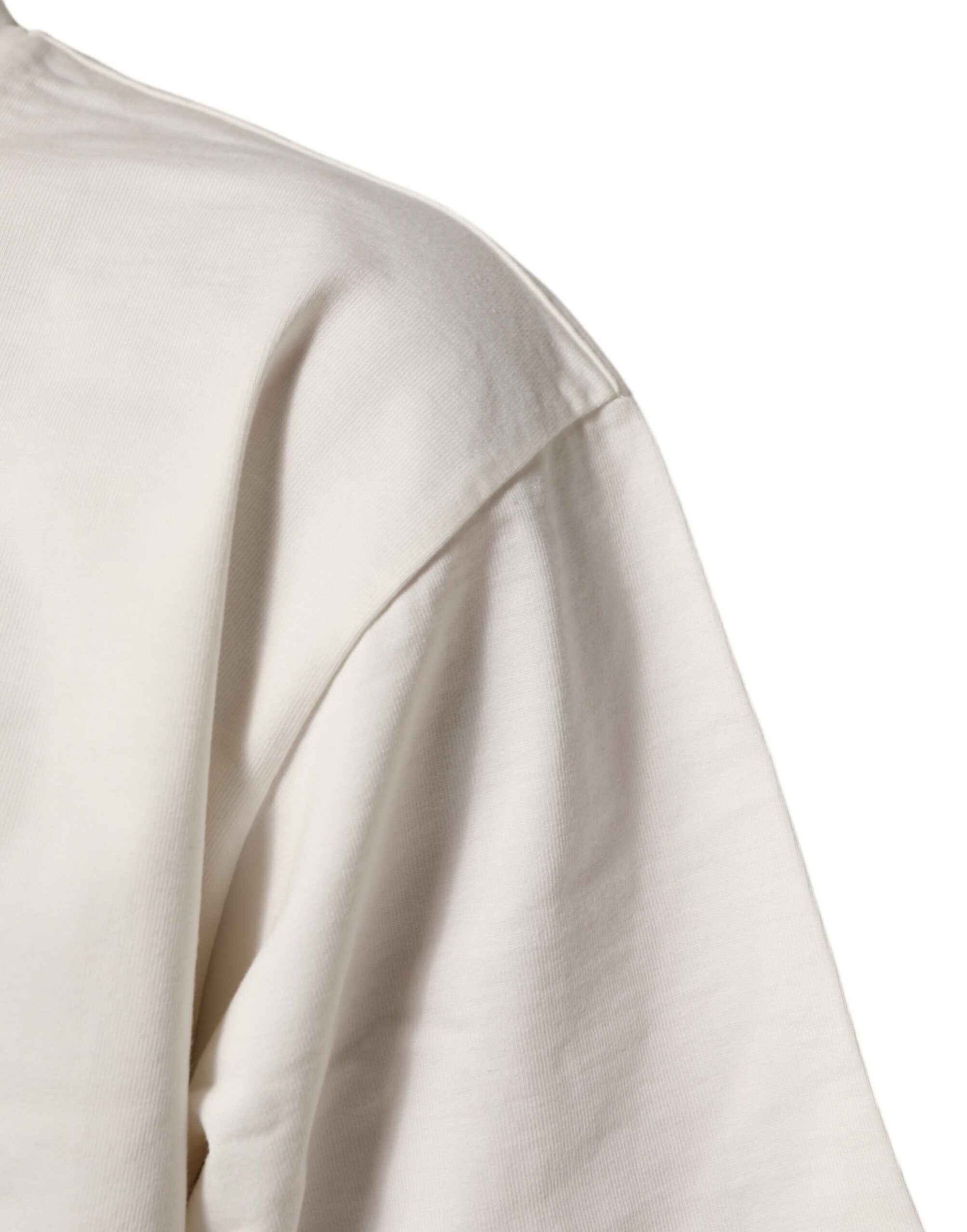 Dolce & Gabbana White Logo Print Cotton Crew Neck Men T-shirt