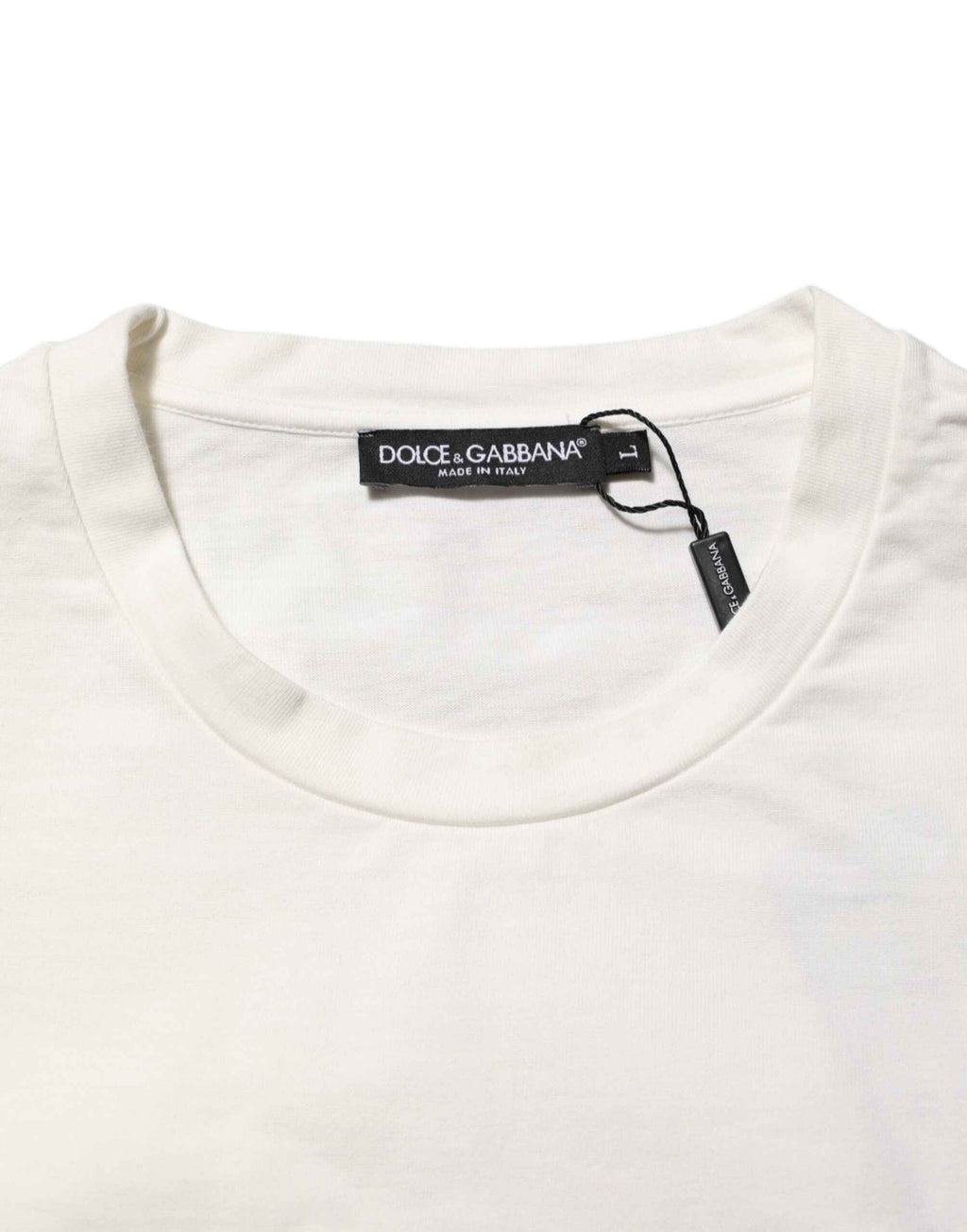 Dolce & Gabbana White Logo Print Cotton Crew Neck Men T-shirt