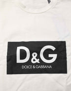 Dolce & Gabbana White Logo Print Cotton Crew Neck Men T-shirt