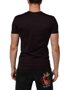 Dolce & Gabbana Brown Logo Plaque Cotton Crew Neck T-shirt
