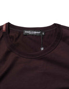 Dolce & Gabbana Brown Logo Plaque Cotton Crew Neck T-shirt