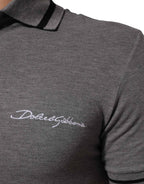 Dolce & Gabbana Gray Logo Embroidery Collared Polo T-shirt