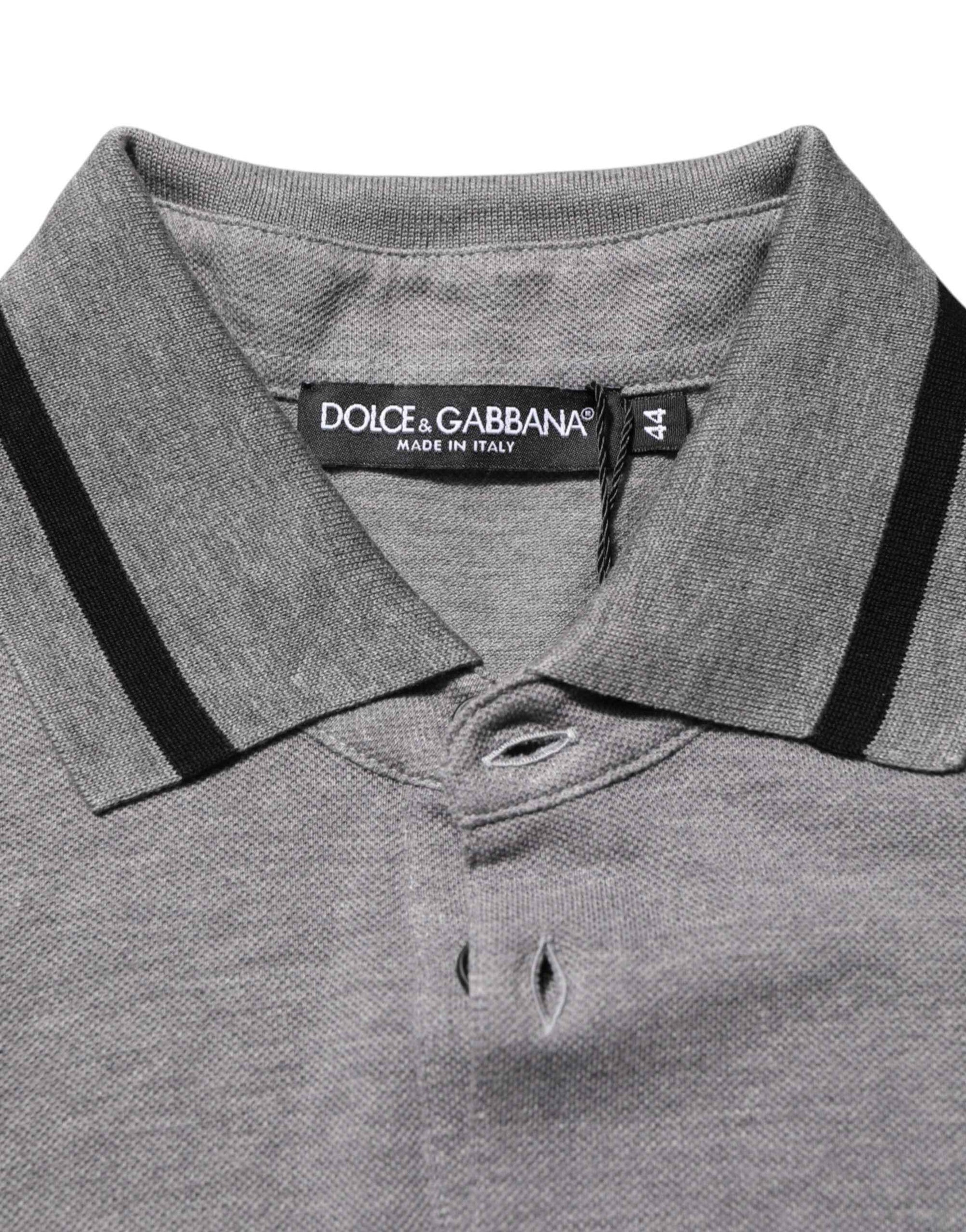 Dolce & Gabbana Gray Logo Embroidery Collared Polo T-shirt