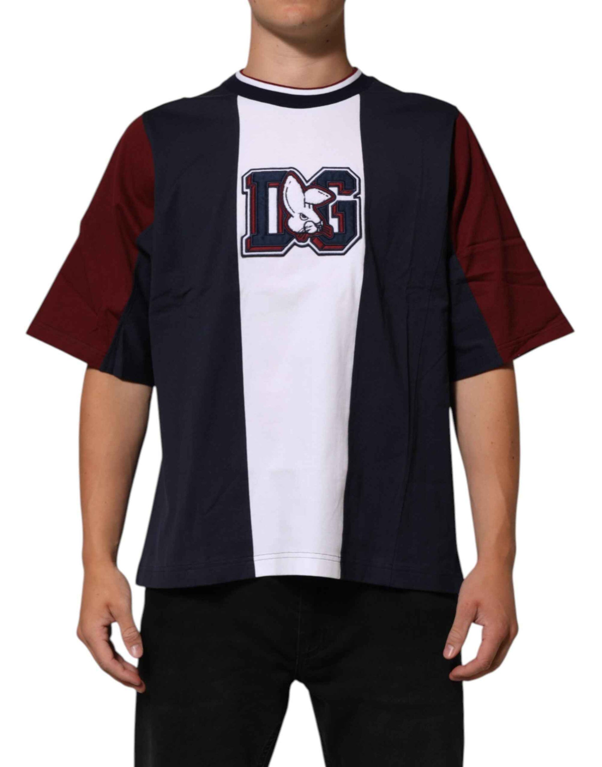 Dolce & Gabbana Multicolor Striped Cotton Men Crew Neck T-shirt