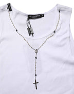 Dolce & Gabbana White Cotton Chain Necklace Tank Top T-shirt