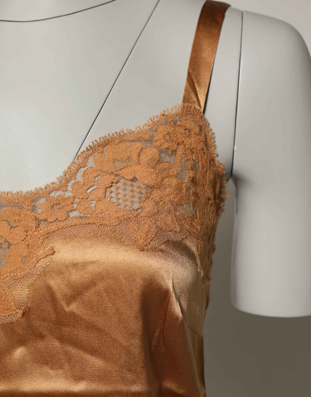 Dolce & Gabbana Brown Floral Lace Silk Satin Tank Lingerie Underwear