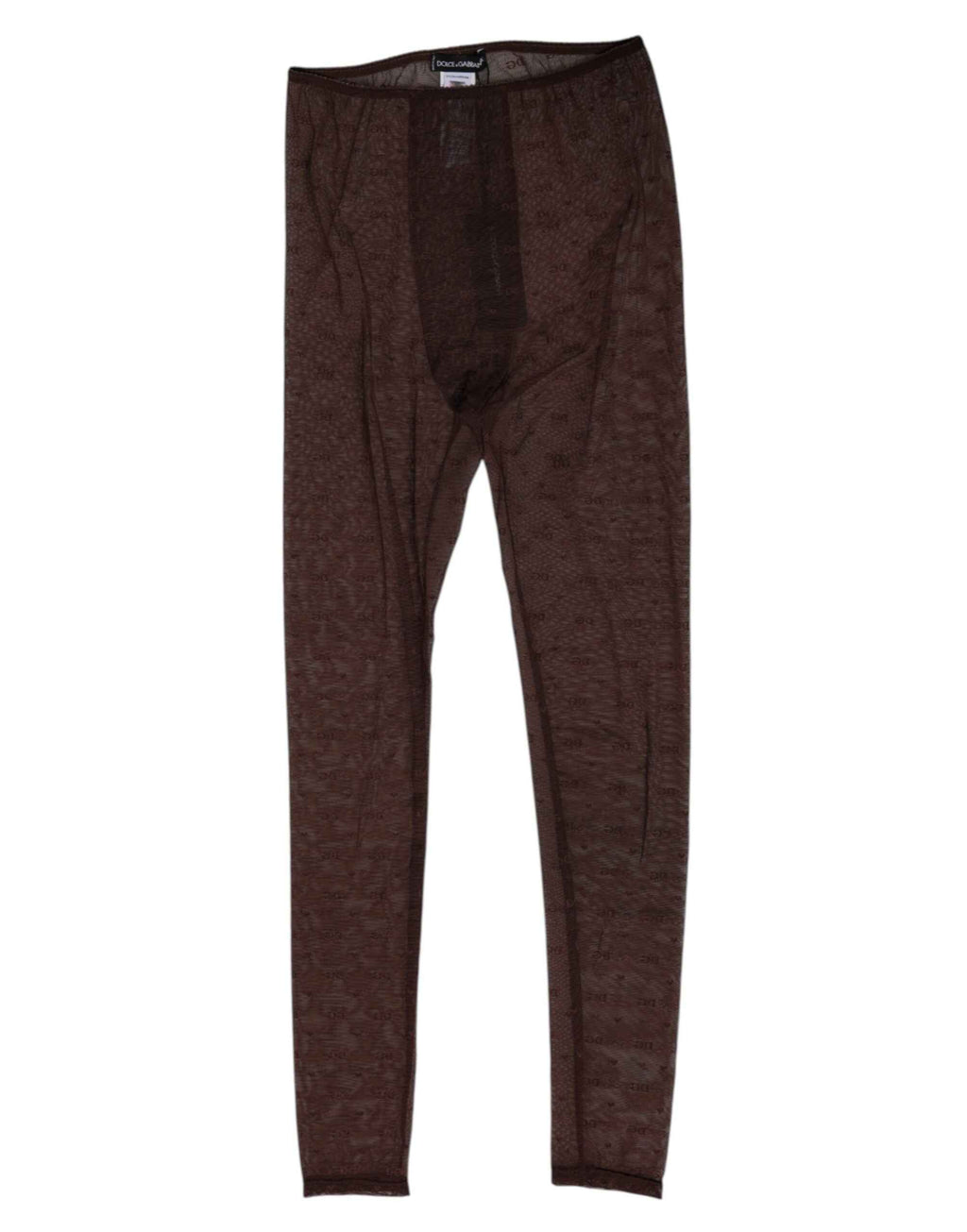 Dolce & Gabbana Brown Nylon Logo Lace Leggings Pants Underwear