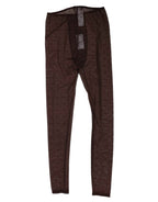 Dolce & Gabbana Brown Nylon Logo Lace Leggings Pants Underwear