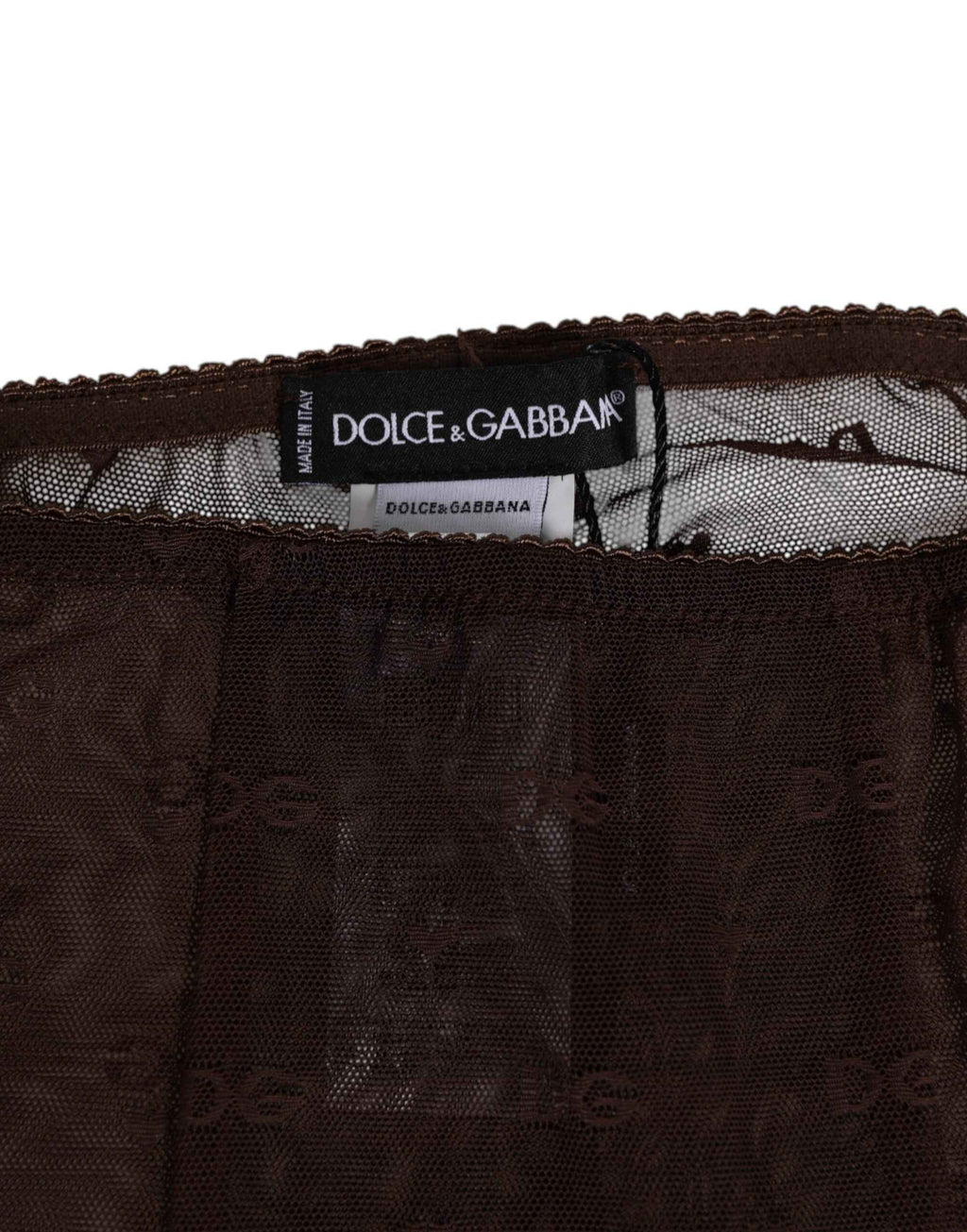 Dolce & Gabbana Brown Nylon Logo Lace Leggings Pants Underwear