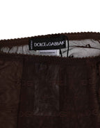 Dolce & Gabbana Brown Nylon Logo Lace Leggings Pants Underwear