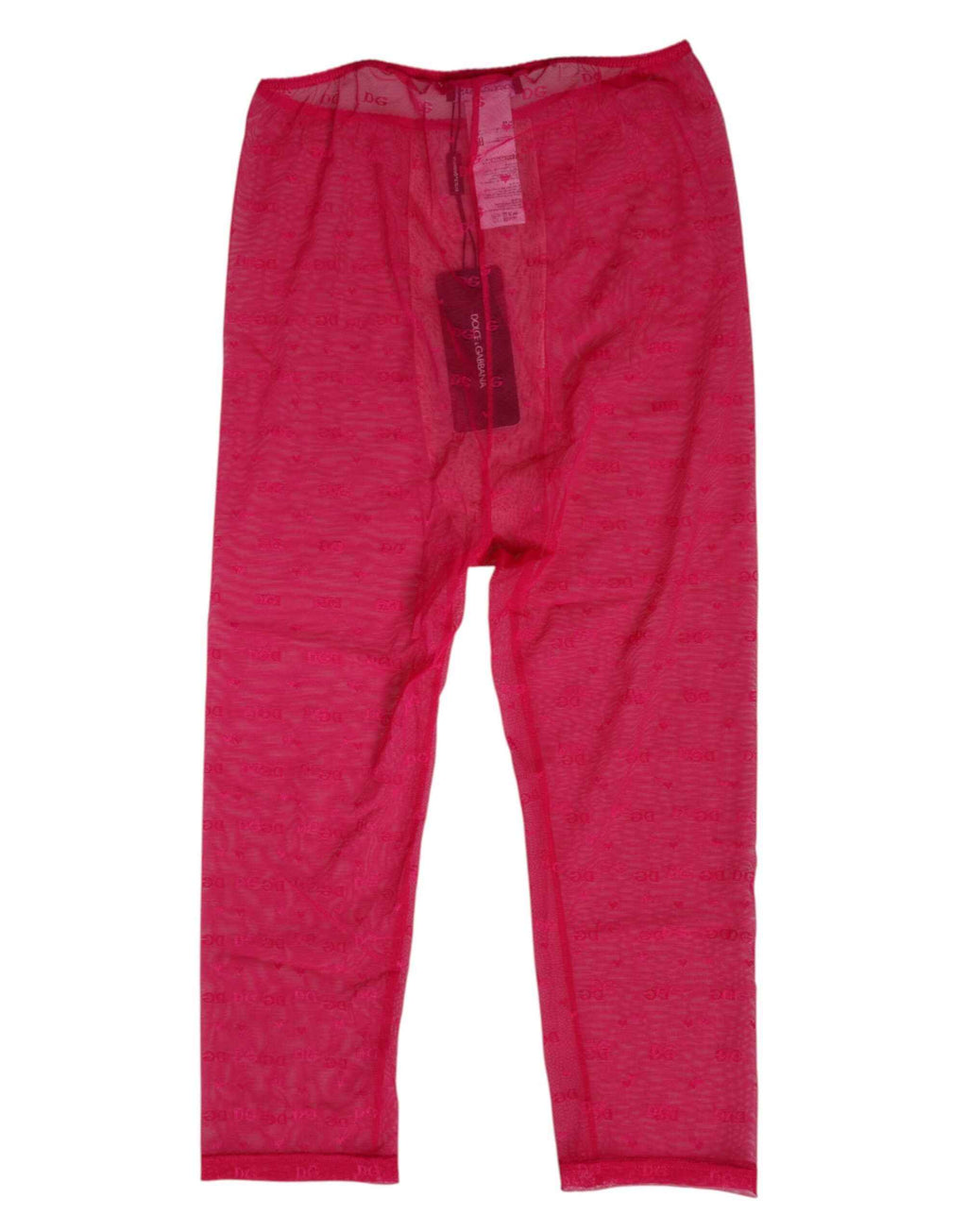 Dolce & Gabbana Fuchsia Logo Lace Tight Midi Trousers Underwear