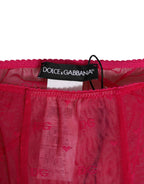 Dolce & Gabbana Fuchsia Logo Lace Tight Midi Trousers Underwear