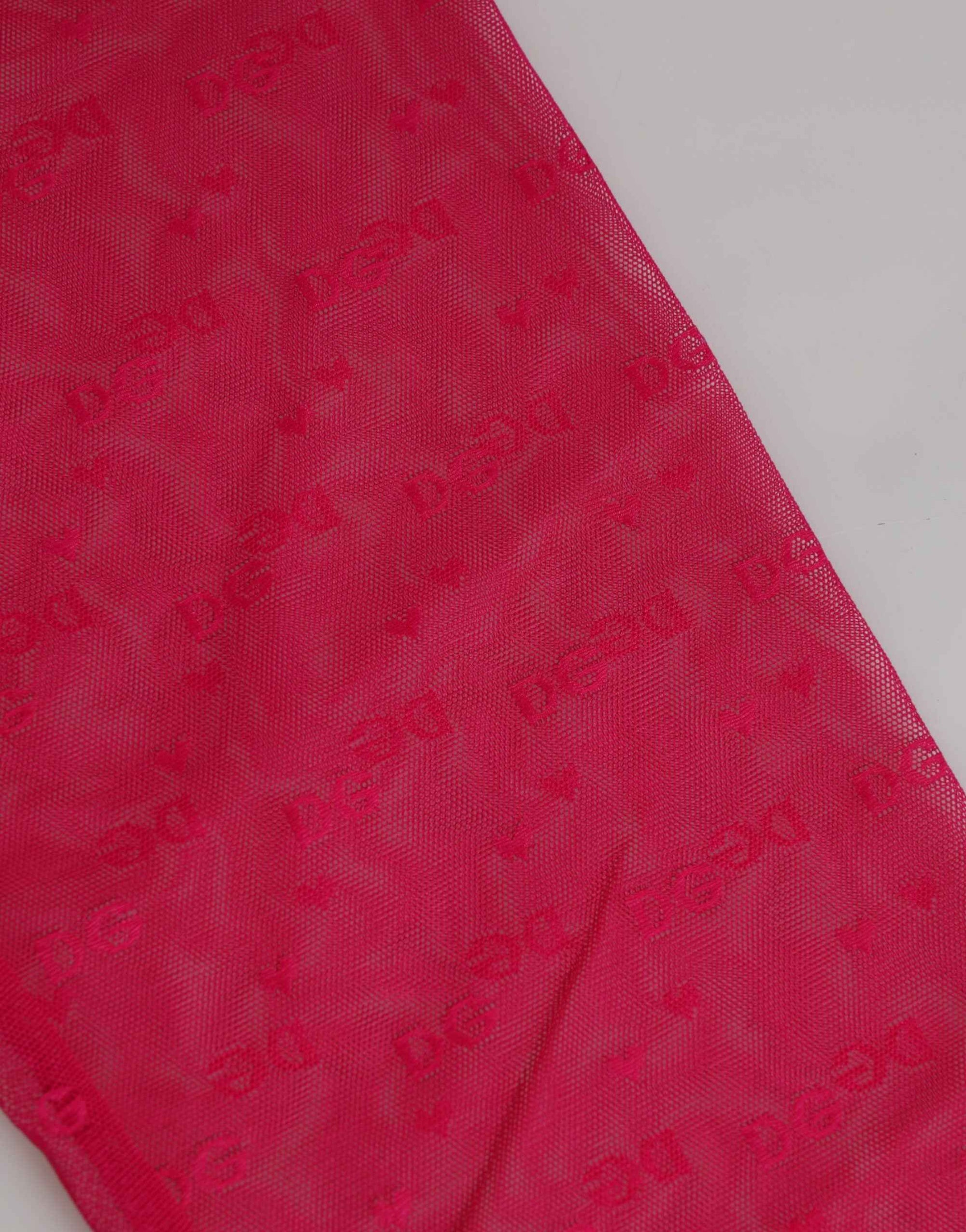 Dolce & Gabbana Fuchsia Logo Lace Tight Midi Trousers Underwear