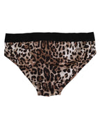 Dolce & Gabbana Brown Cotton Leopard Logo Midi Brief Underwear