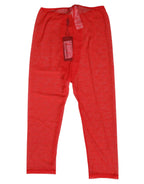 Dolce & Gabbana Red Logo Lace Tight Midi Trousers Underwear