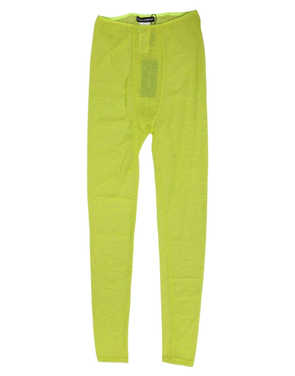 Dolce & Gabbana Neon Green Nylon Logo Lace Leggings Pants Underwear