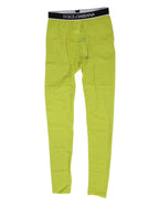 Dolce & Gabbana Neon Green Nylon Logo Lace Leggings Pants Underwear