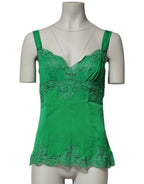 Dolce & Gabbana Green Floral Lace Tank Lingerie Top Underwear