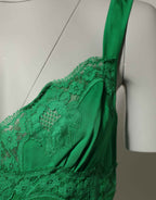 Dolce & Gabbana Green Floral Lace Tank Lingerie Top Underwear