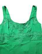 Dolce & Gabbana Green Floral Lace Tank Lingerie Top Underwear