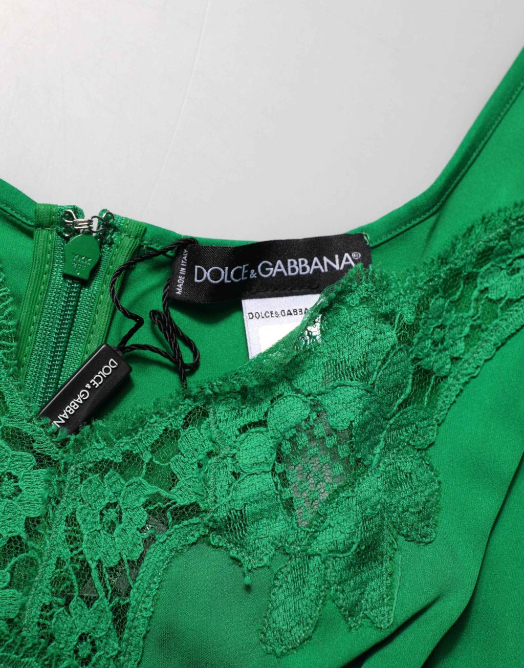 Dolce & Gabbana Green Floral Lace Tank Lingerie Top Underwear