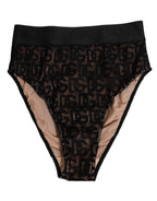 Dolce & Gabbana Black DG Logo Lace High Brief Panty Underwear