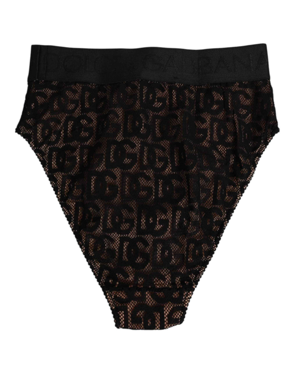 Dolce & Gabbana Black DG Logo Lace High Brief Panty Underwear