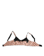 Dolce & Gabbana Beige Silk Heart Print Soft Cup Bra Underwear