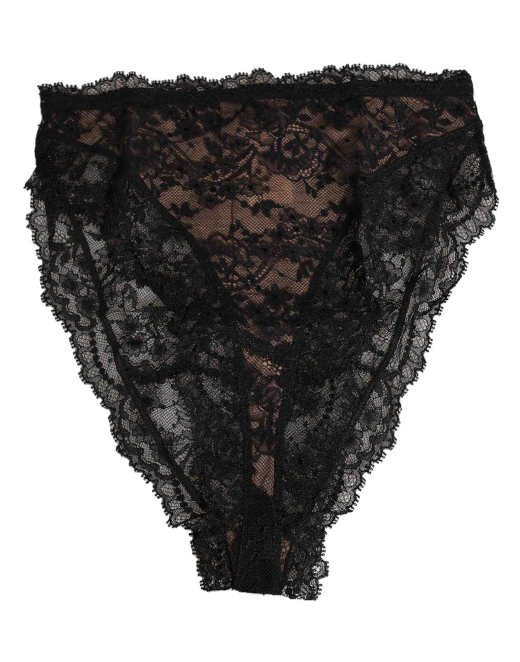 Dolce & Gabbana Black Floral Lace Mesh High Brief Panty  Underwear