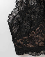 Dolce & Gabbana Black Floral Lace Mesh High Brief Panty  Underwear
