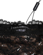 Dolce & Gabbana Black Floral Lace Mesh High Brief Panty  Underwear