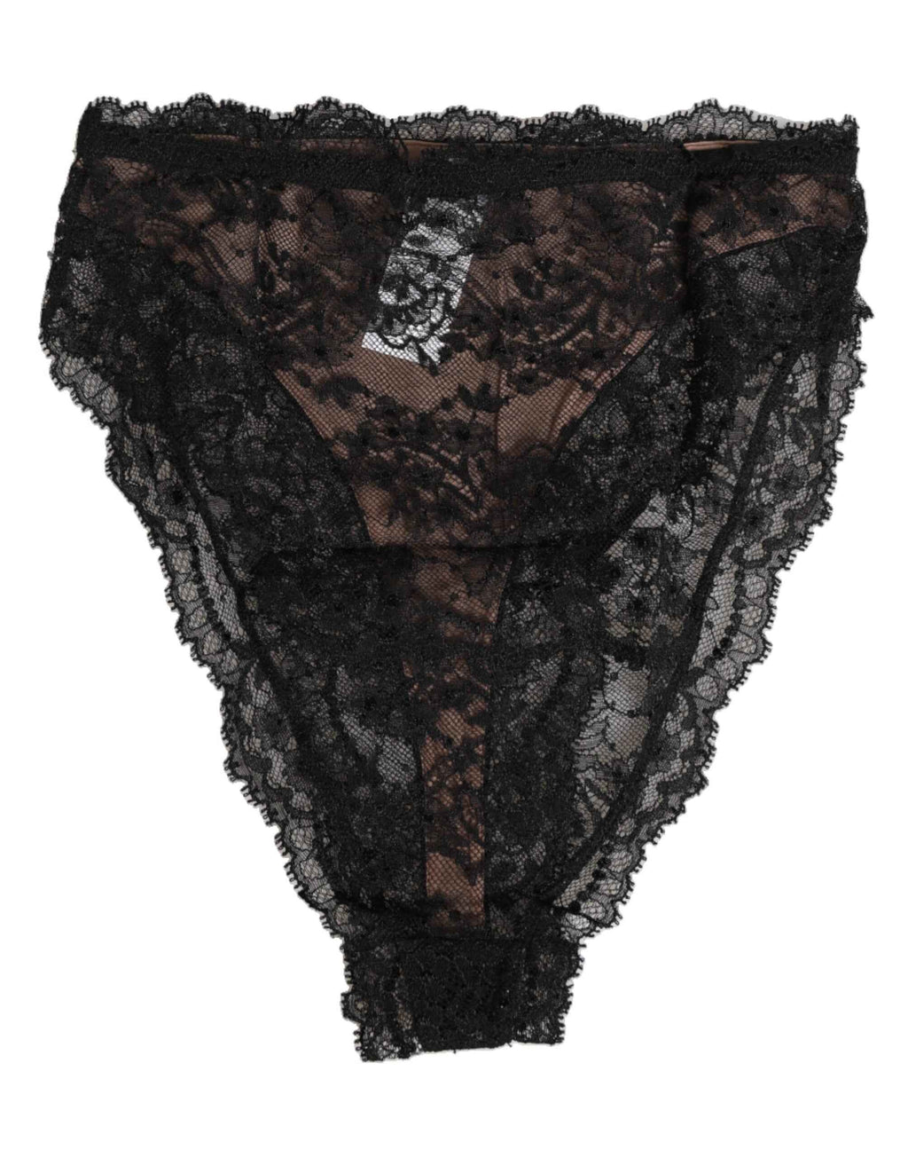 Dolce & Gabbana Black Floral Lace Mesh High Brief Panty  Underwear