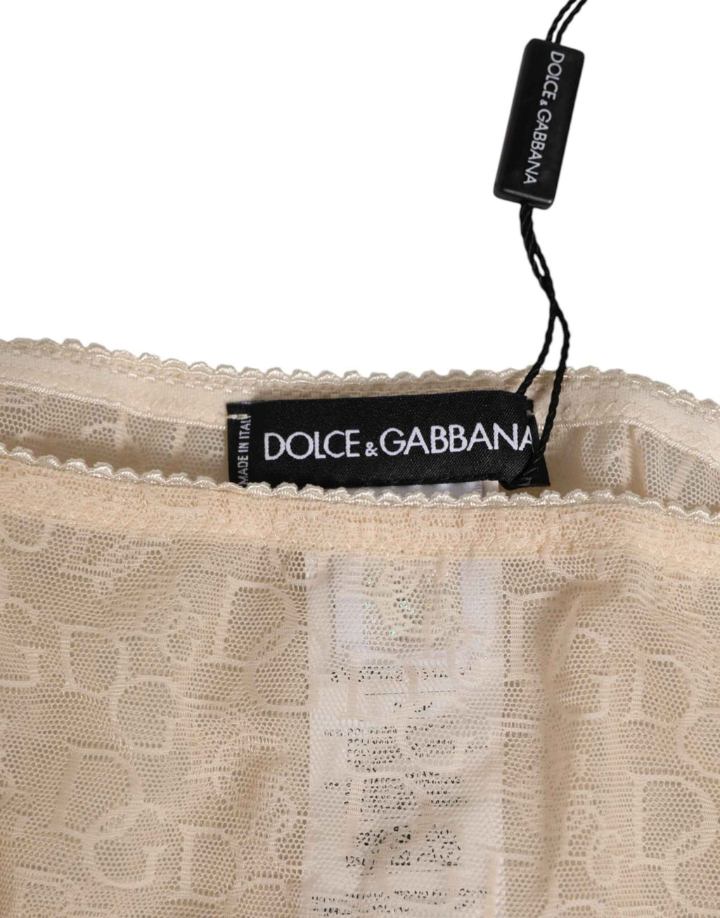 Dolce & Gabbana Beige DG Logo Lace Mid Waist Panty Underwear