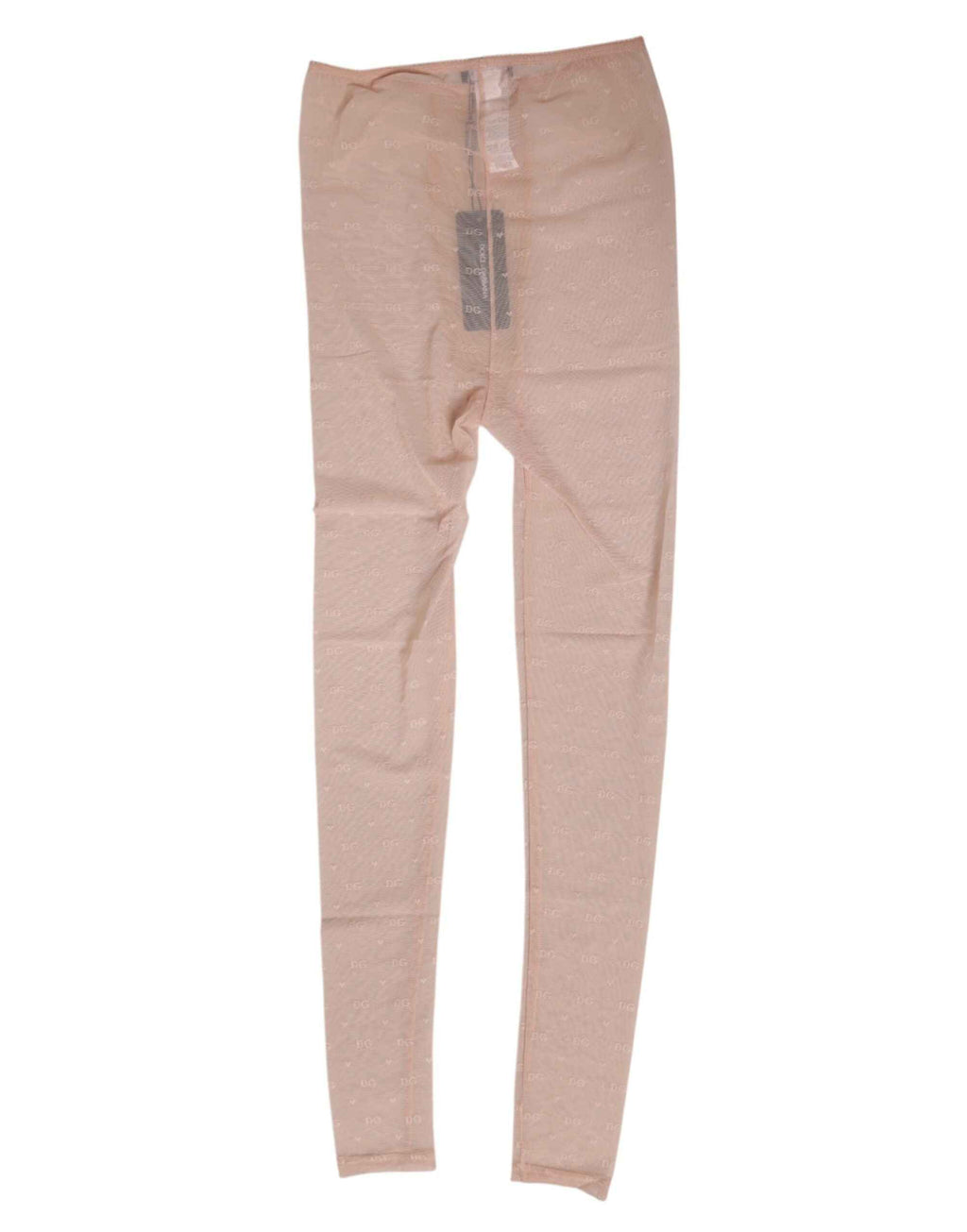 Dolce & Gabbana Beige Nylon Logo Lace Leggings Pants Underwear
