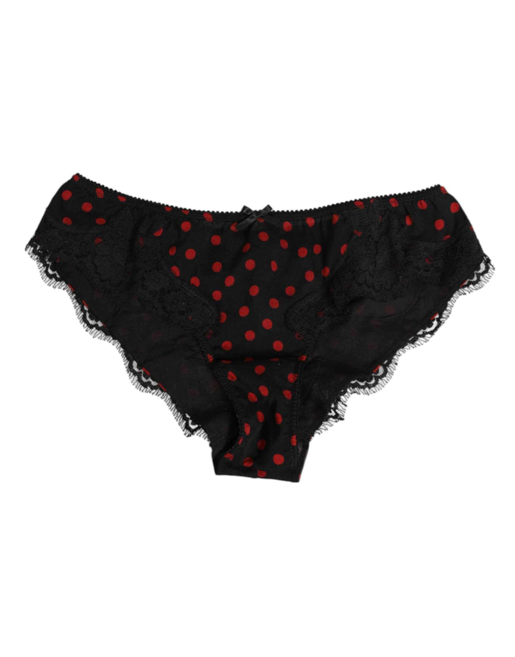 Dolce & Gabbana Black Polka Dotted Silk Low Waist Panty Underwear