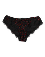 Dolce & Gabbana Black Polka Dotted Silk Low Waist Panty Underwear