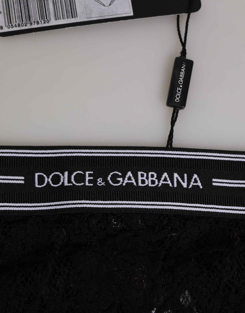 Dolce & Gabbana Black Lace Slip Brief Logo Waistband  Underwear