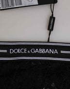 Dolce & Gabbana Black Lace Slip Brief Logo Waistband  Underwear
