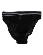 Dolce & Gabbana Black Lace Slip Brief Logo Waistband  Underwear