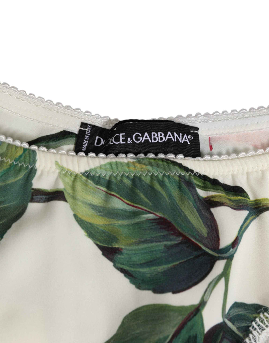 Dolce & Gabbana White Silk Satin Floral Lace Trim Slip Underwear
