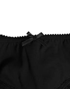 Dolce & Gabbana Black Silk Satin Floral Lace Panty Brief Underwear