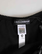 Dolce & Gabbana Black Silk Satin Floral Lace Panty Brief Underwear