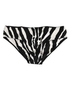 Dolce & Gabbana Black White Zebra Print Slip Briefs Underwear