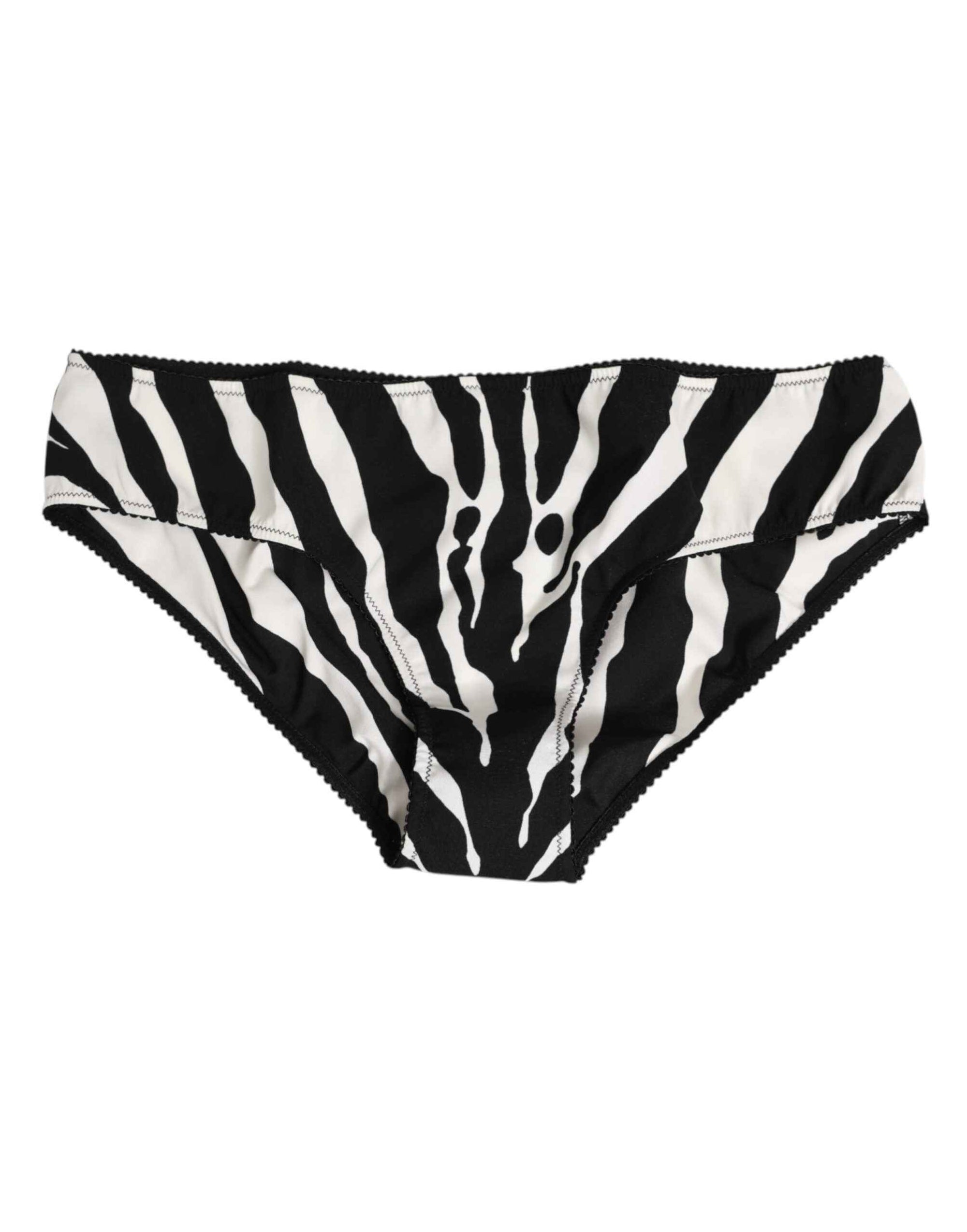 Dolce & Gabbana Black White Zebra Print Slip Briefs Underwear