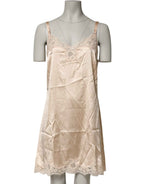 Dolce & Gabbana Nude Chemise Lingerie Silk Blend Lace Trim Dress