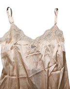 Dolce & Gabbana Nude Chemise Lingerie Silk Blend Lace Trim Dress
